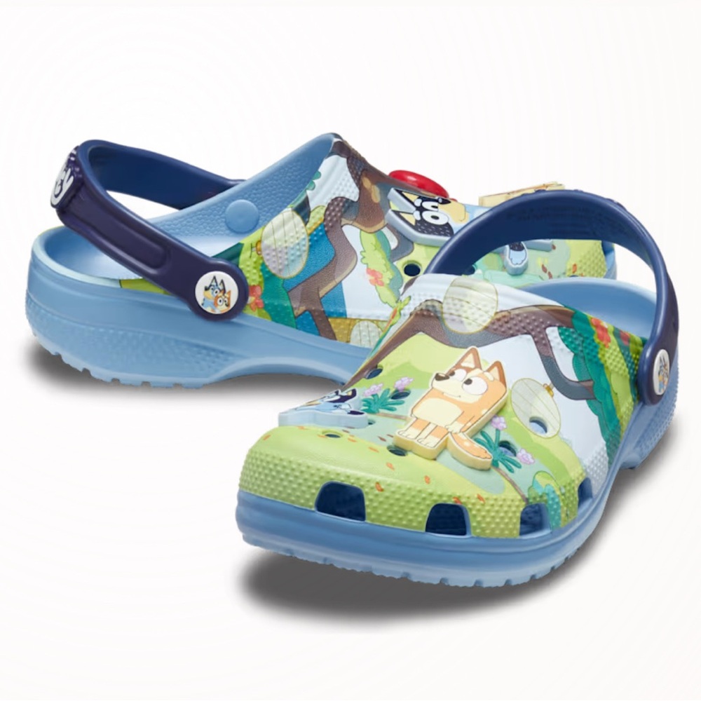 CROCS Blue and Green Sandals with Perforated Design